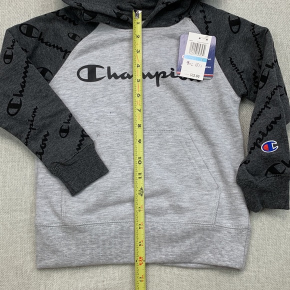 CHAMPION Little Boys Diagonal Script Raglan Fleece Hoodie Size 5 - Picture 6 of 10